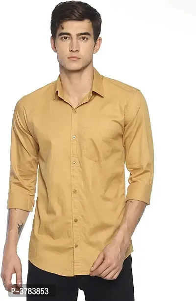 Copper Cotton Solid Casual Shirts For Men-thumb0