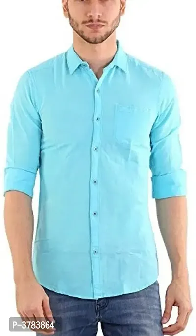 Blue Cotton Solid Casual Shirts For Men-thumb0