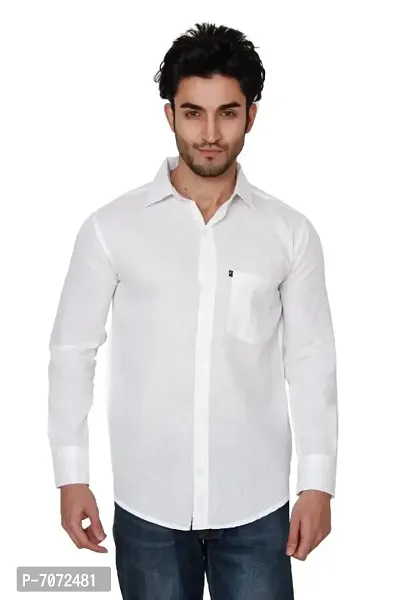 White Cotton Solid Casual Shirts For Men-thumb0