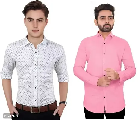Stylish Men Full Sleeves Shirts Pack of 2-thumb0