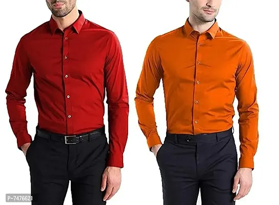 Multicoloured Cotton Solid Formal Shirts For Men