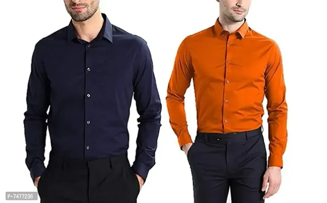 Men Multicolored Cotton Shirt Combo Of 2-thumb0