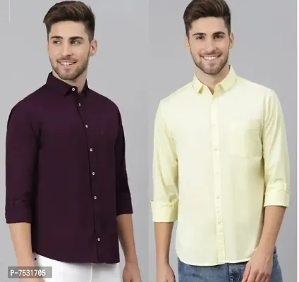 Multi Cotton Solid Casual Shirts For Men-thumb0
