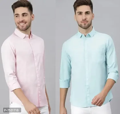 Multi Cotton Solid Casual Shirts For Men-thumb0