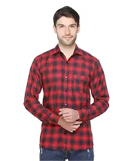 Red Cotton Checked Casual Shirts For Men-thumb1