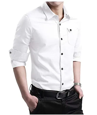 Mens Regular Fit Cotton Solid Casual Shirts