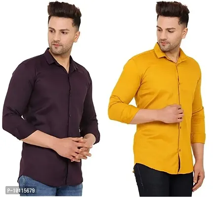 Classic Cotton Solid Casual Shirts for Men, Pack of 2