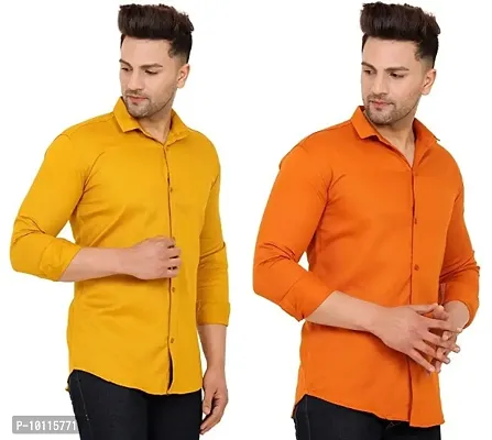Classic Cotton Solid Casual Shirts for Men, Pack of 2