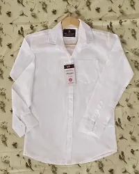 Men's White Cotton Solid Regular Fit Casual shirts-thumb3