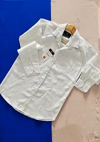Men's White Cotton Printed Regular Fit Casual shirts-thumb3