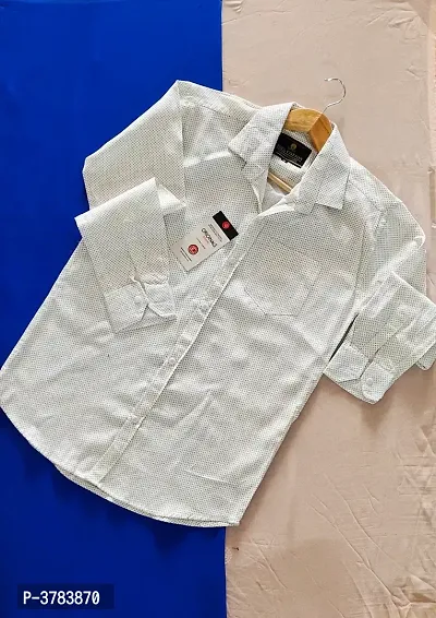 Men's White Cotton Printed Regular Fit Casual shirts-thumb4