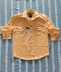Peach Cotton Solid Casual Shirts For Men-thumb3