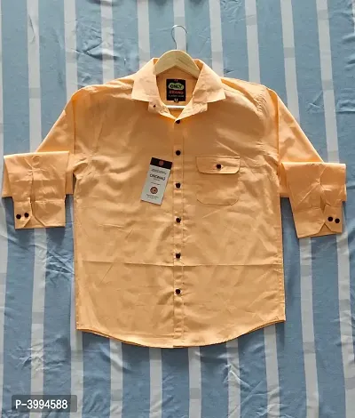 Peach Cotton Solid Casual Shirts For Men-thumb4
