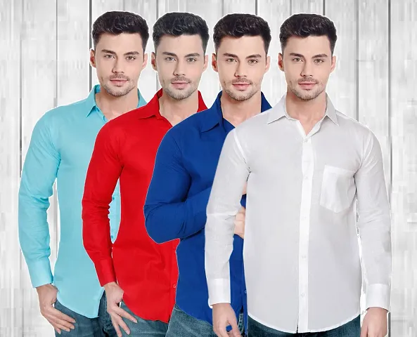 Classic Solid Casual Shirts for Men, Pack of 5