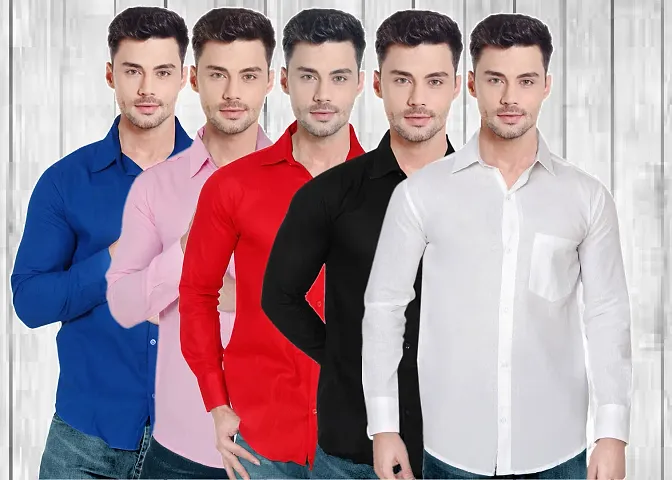 Solid Trendy Pack of 5 Shirts