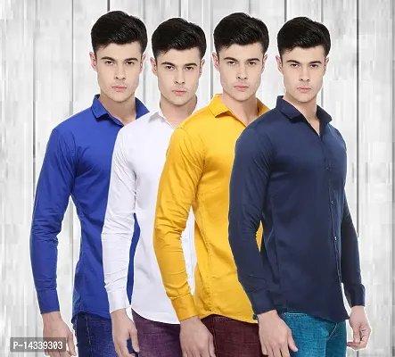 Multicoloured Cotton Solid Casual Shirts For Men