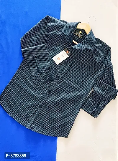Men's Navy Blue Cotton Printed Regular Fit Casual shirts-thumb4