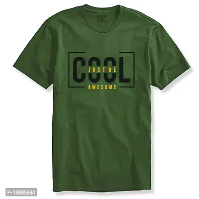 Olive Printed T-Shirt For Men-thumb0