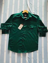 Men's Green Cotton Long Sleeves Casual Shirts-thumb4