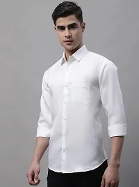 White Cotton Solid Casual Shirts For Men-thumb3