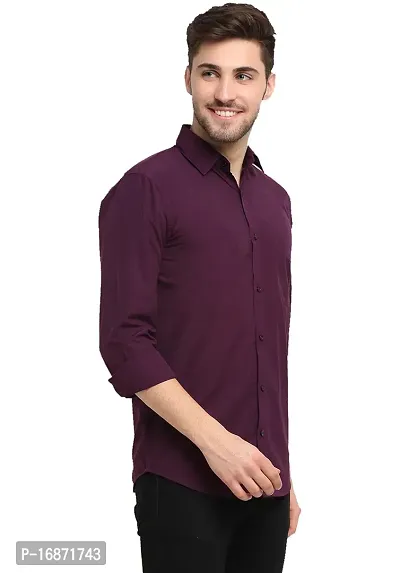 Purple Cotton Solid Casual Shirts For Men