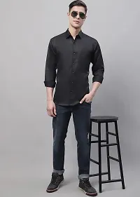 Black Cotton Solid Casual Shirts For Men-thumb3