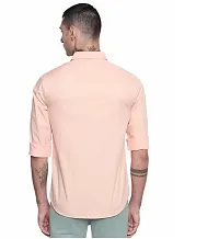 Peach Cotton Solid Casual Shirts For Men-thumb2