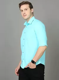 Blue Cotton Solid Casual Shirts For Men-thumb1