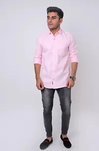 Pink Cotton Solid Casual Shirts For Men-thumb3