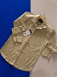 Beige Cotton Printed Formal Shirts For Men-thumb2