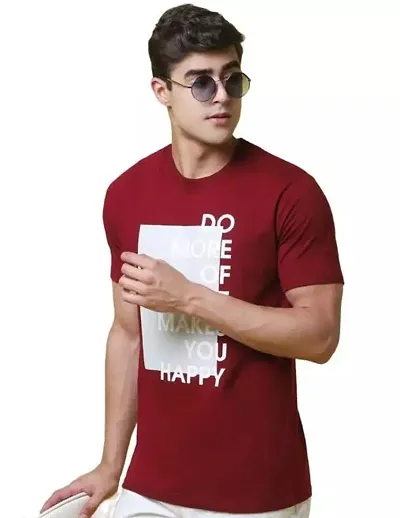 Cotton Blend Round Neck Short-sleeve Tees for Men