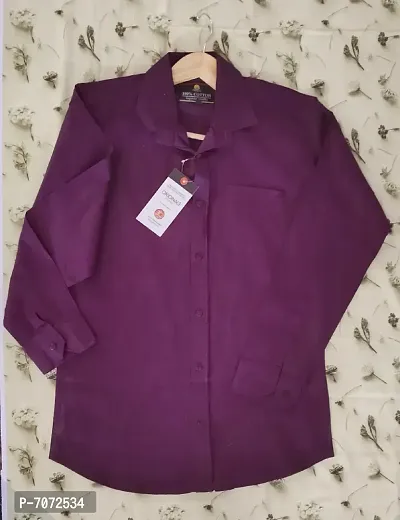 Purple Cotton Solid Casual Shirts For Men-thumb3