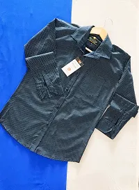 Navy Blue Cotton Printed Casual Shirts For Men-thumb3