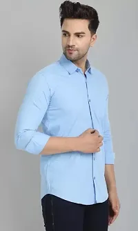 Blue Cotton Solid Casual Shirts For Men-thumb2