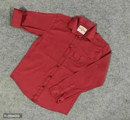 Men's Maroon Cotton Long Sleeves Casual Shirts-thumb3