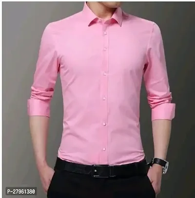 Stylish Pink Cotton Formal Shirts for Men-thumb0