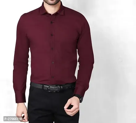 Classic Maroon Cotton Formal Shirts for Men