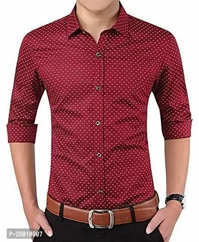 Classic Maroon Cotton Long Sleeves Shirt For Men