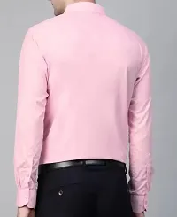 Classic Pink Cotton Long Sleeves Solid Formal Shirt For Men-thumb1