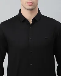 Classic Black Cotton Long Sleeves Solid Formal Shirt For Men-thumb2