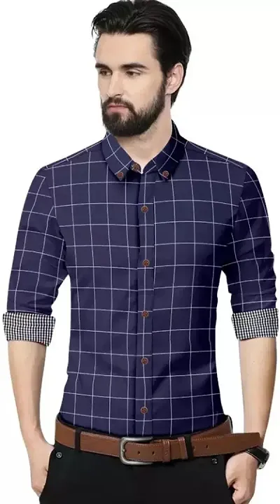 New Slim Fit Checked Casual Shirt Men's