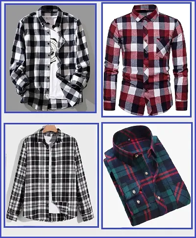 Classic Checked Casual Shirt for Men, Pack of 4