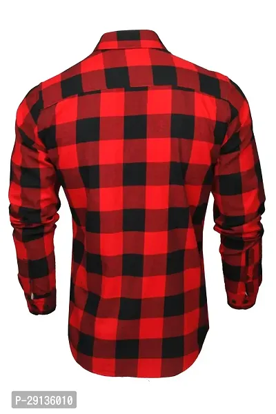 Classic Red Cotton Regular Fit Checked Casual Shirt For Men-thumb4