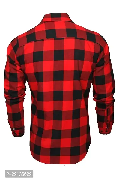 Classic Red Cotton Regular Fit Checked Casual Shirt For Men-thumb3