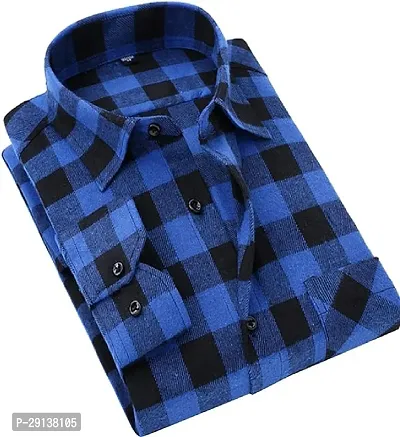 Classic Blue Cotton Regular Fit Checked Casual Shirt For Men-thumb2