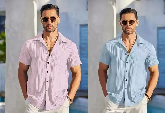 Popcorn Half Sleeve Shirt for Men Pack of 2