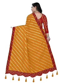 GRIFEZ WOMEN'S LAHERIYA DOLLA SILK SAREES (Orange)-thumb1