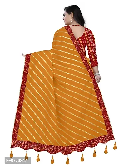 GRIFEZ WOMEN'S LAHERIYA DOLLA SILK SAREES (Orange)-thumb2