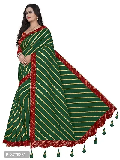 GRIFEZ Women's Vichitra Fancy Sarees (Dark Green)-thumb3