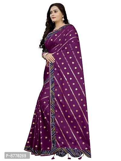 GRIFEZ WOMEN'S VICHITRA SILK FENCY SAREE (PURPLE)-thumb3